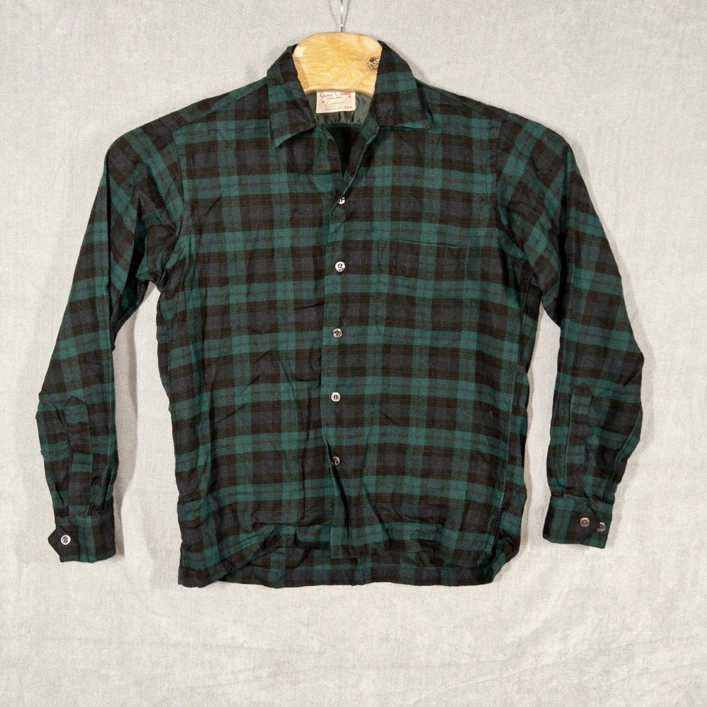 Vintage Lanerossi Game And Lake Wool Blend Flannel Shirt Mens Medium 15-15.5 USA